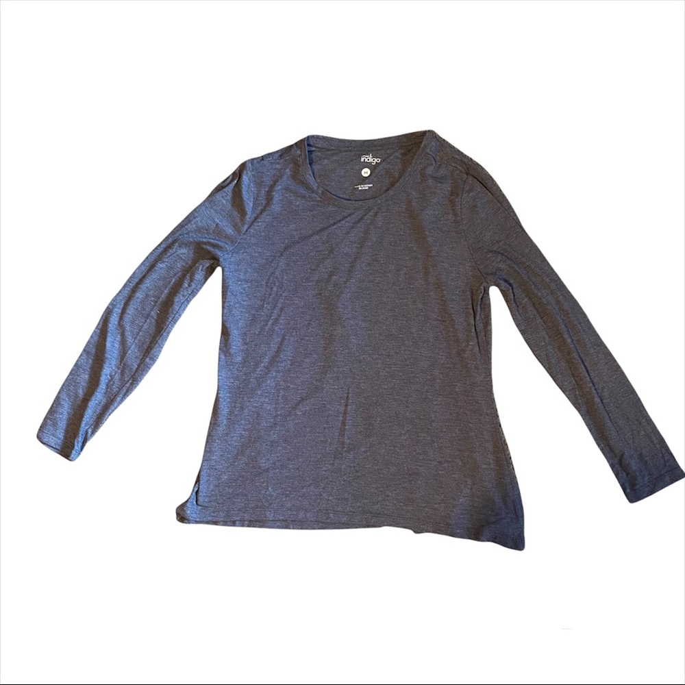 Great Northwest Indigo Women M T Shirt Tee Top Long Sleeve Crew Neck Blue
